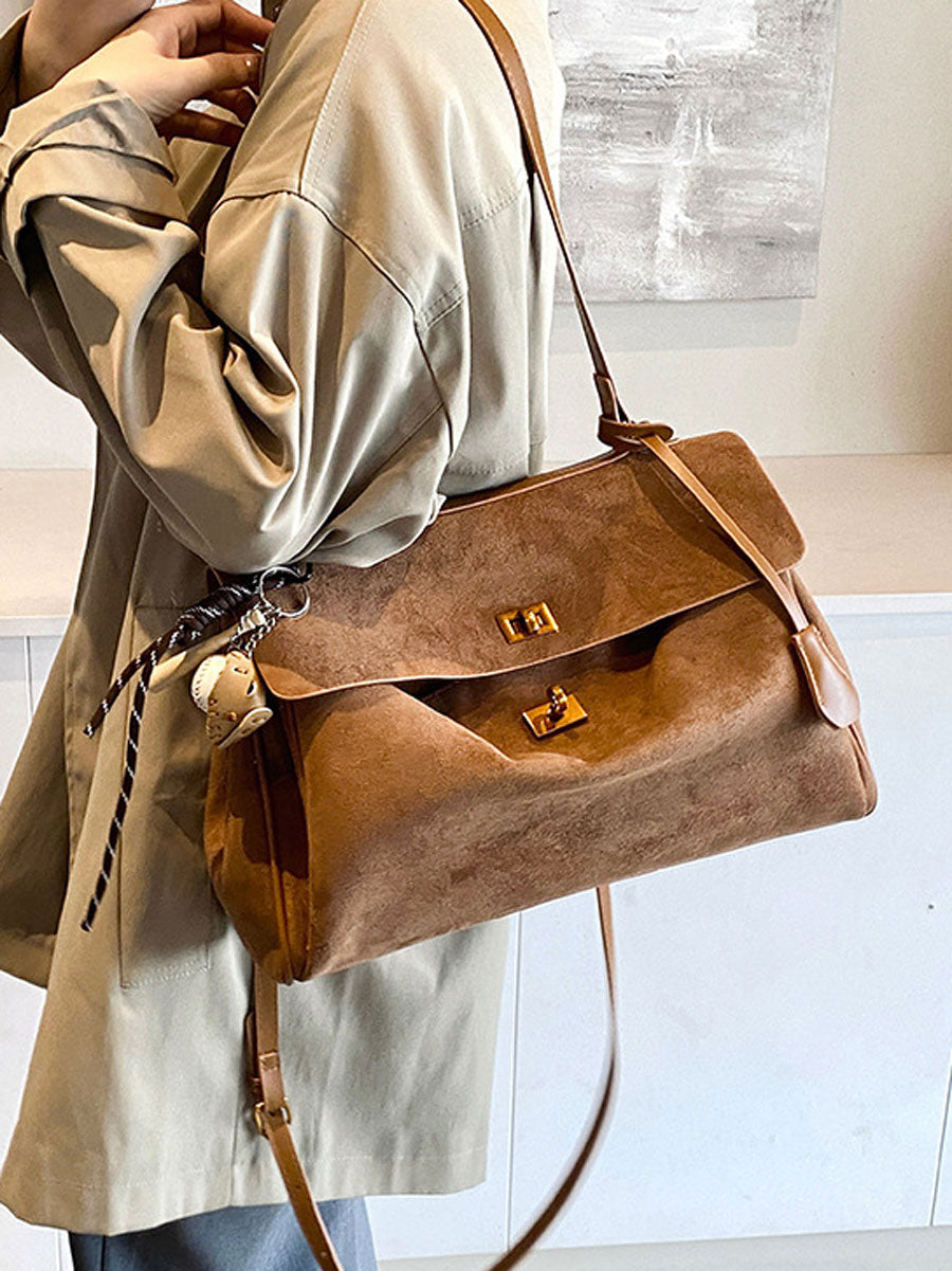 Vintage Suede Tote Bag Black
