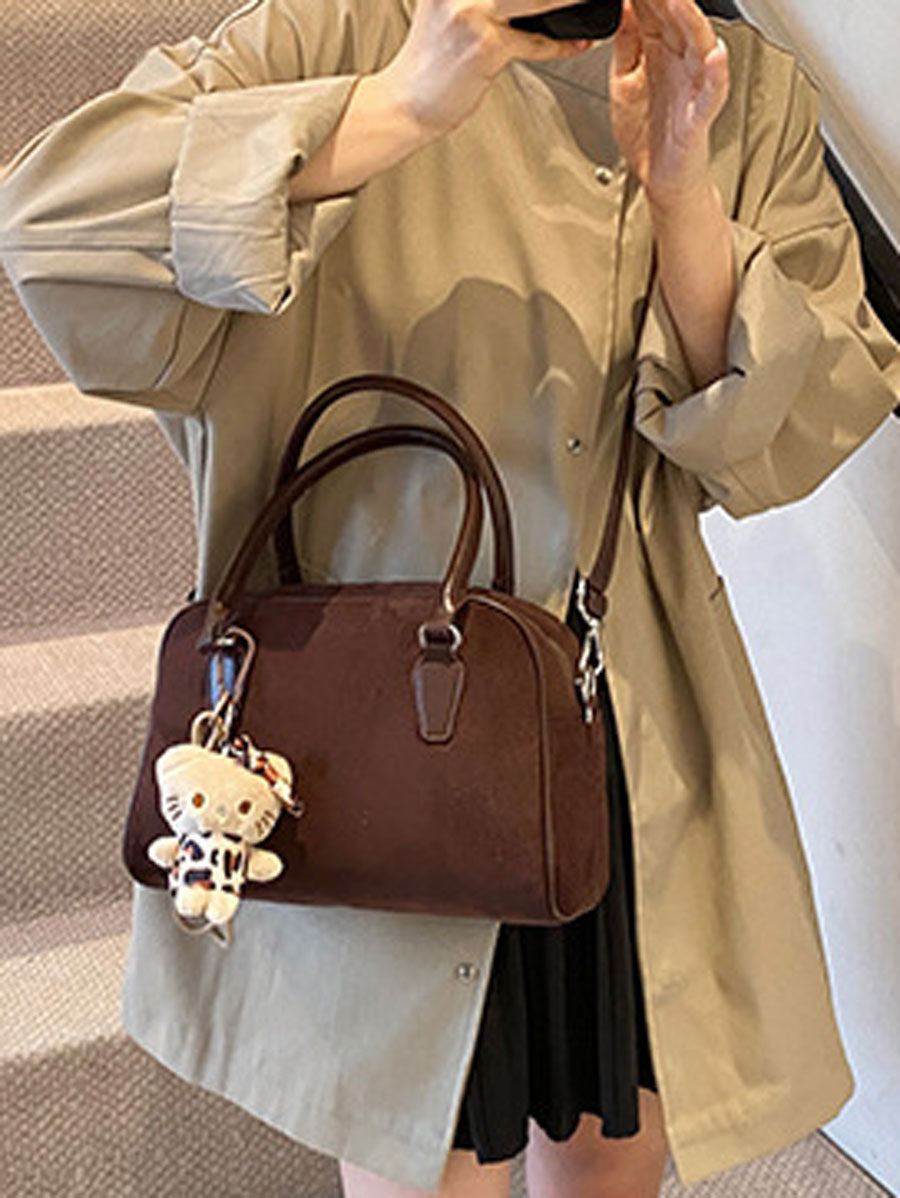 Winter Suede Boston Bag Leopard