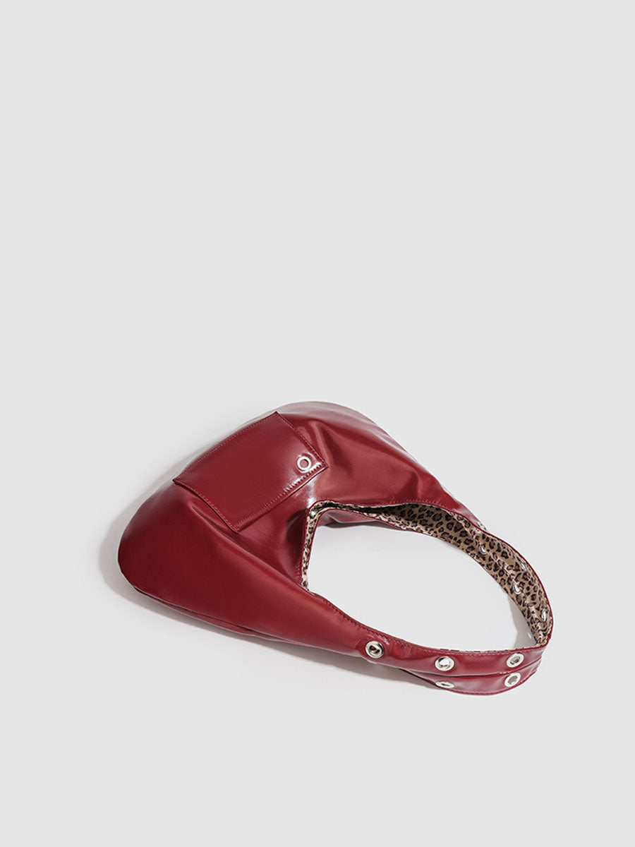 Red Patent Leather Shoulder Tote Bag Red