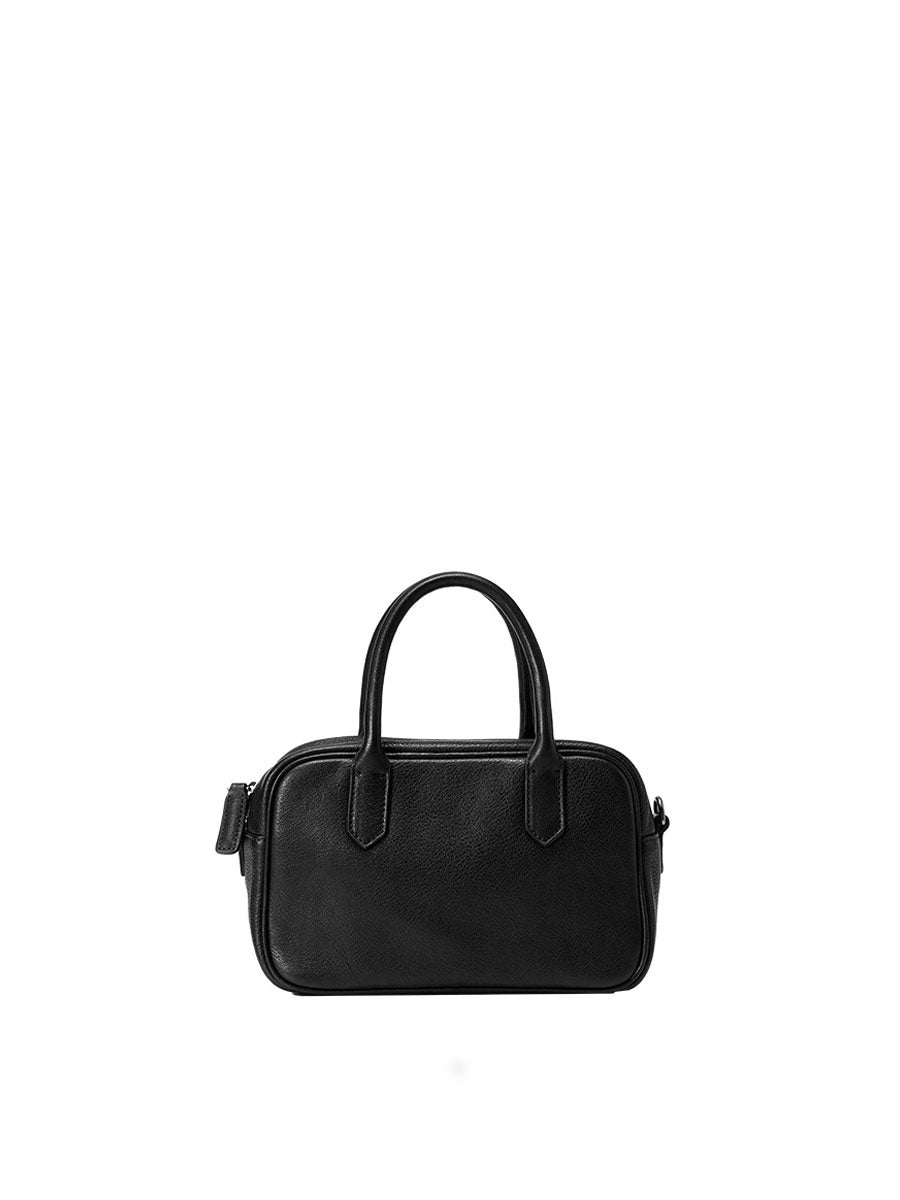Vintage Leather Box Tote Bag Orange