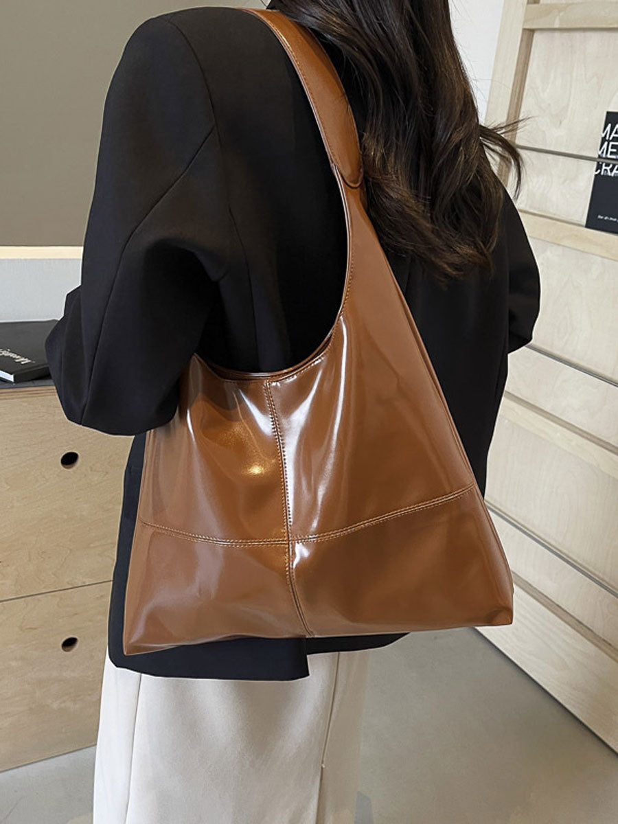 Vintage Oil Wax Leather Bucket Bag Tote Red