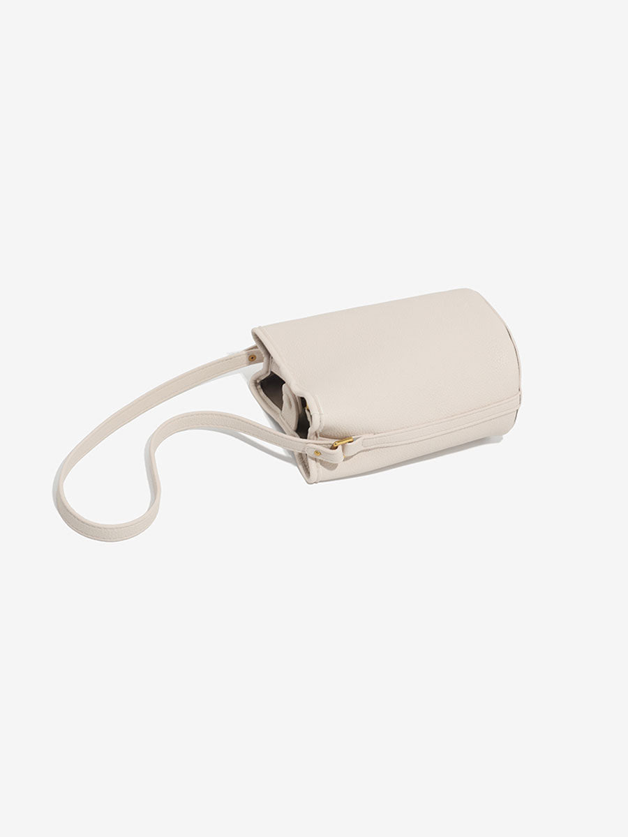 Luxury French Genuine Leather Bucket Bag Grey