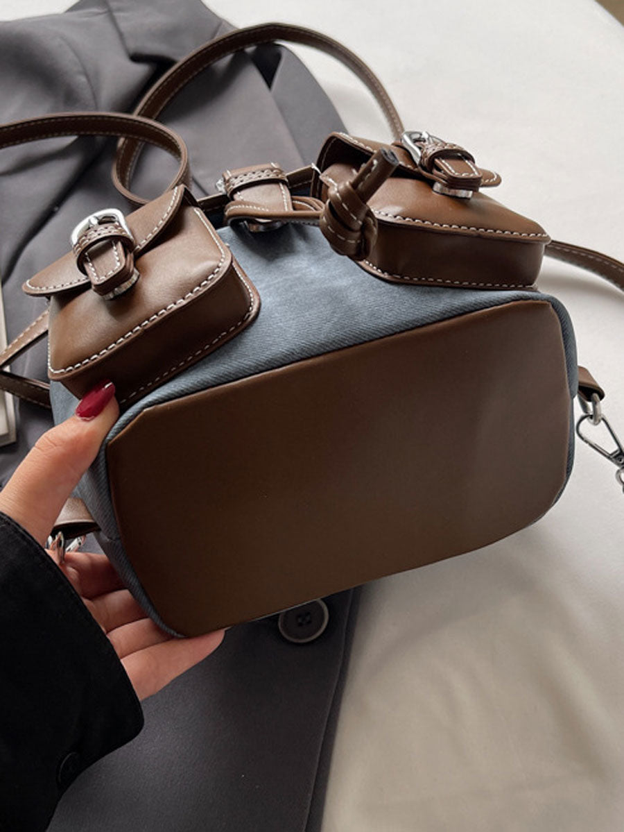 Vintage Canvas Leather Backpack Grey