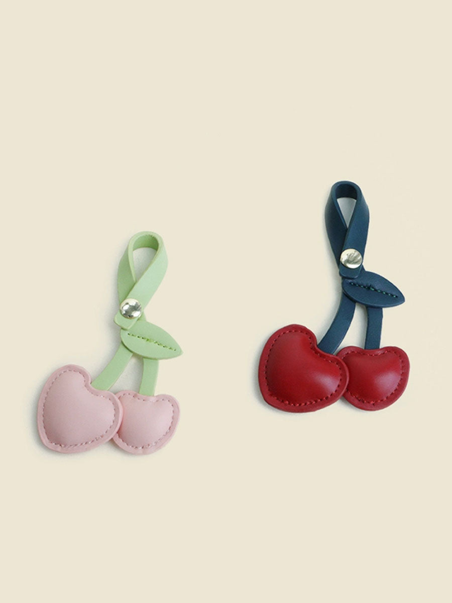 Leather Cherry Bag Charm Keychain