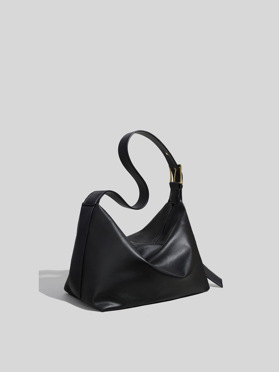 Slouchy Leather Hobo Shoulder Bag Coffee