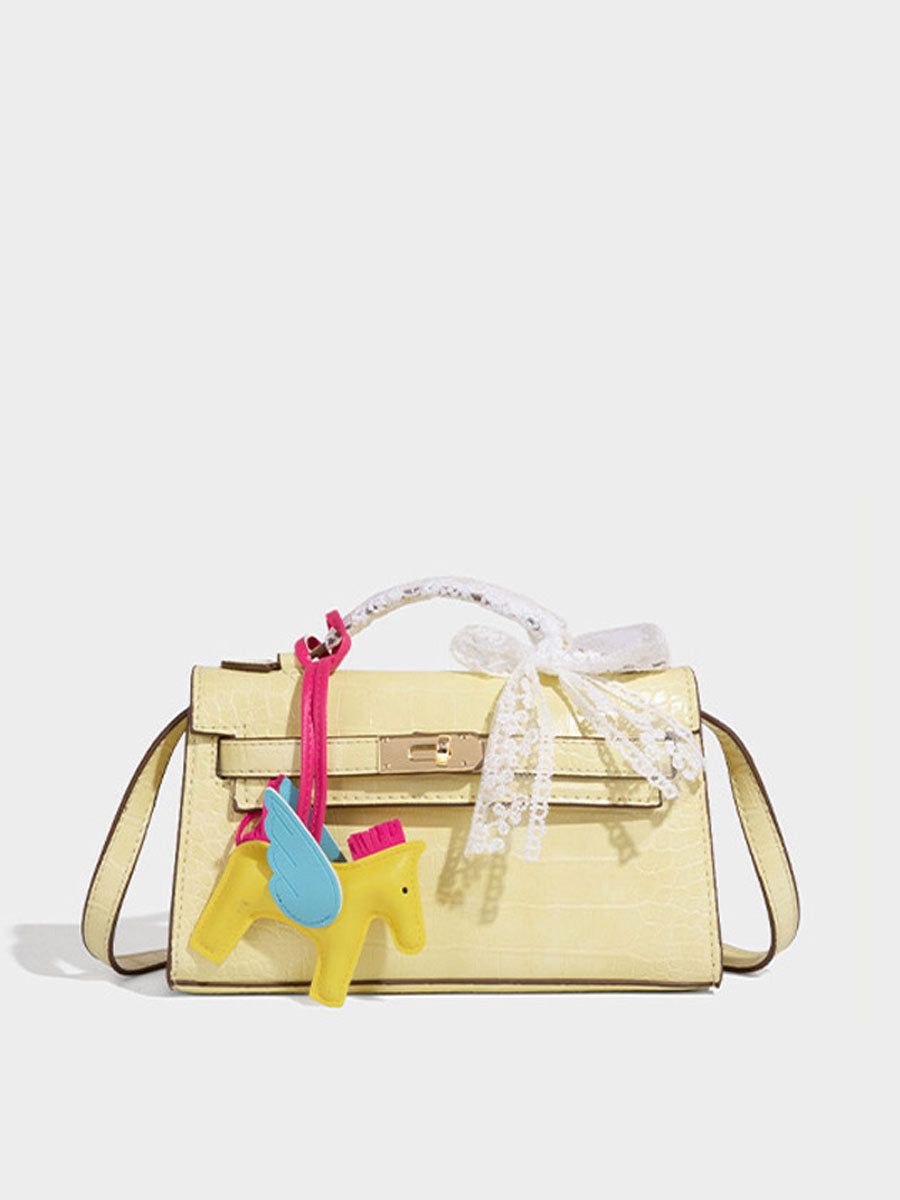 Fashion Crocodile Pattern Mini Kelly Bag Rose Red