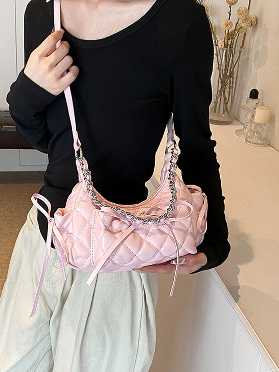 Quilted Chain Shoulder Bag White