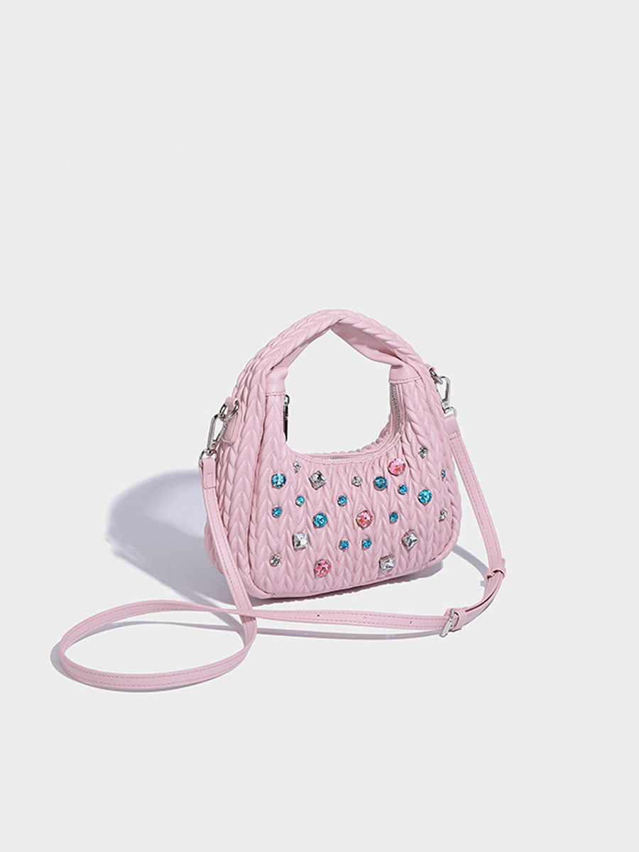 Unique Diamond-Accent Cloud Leather Bag
