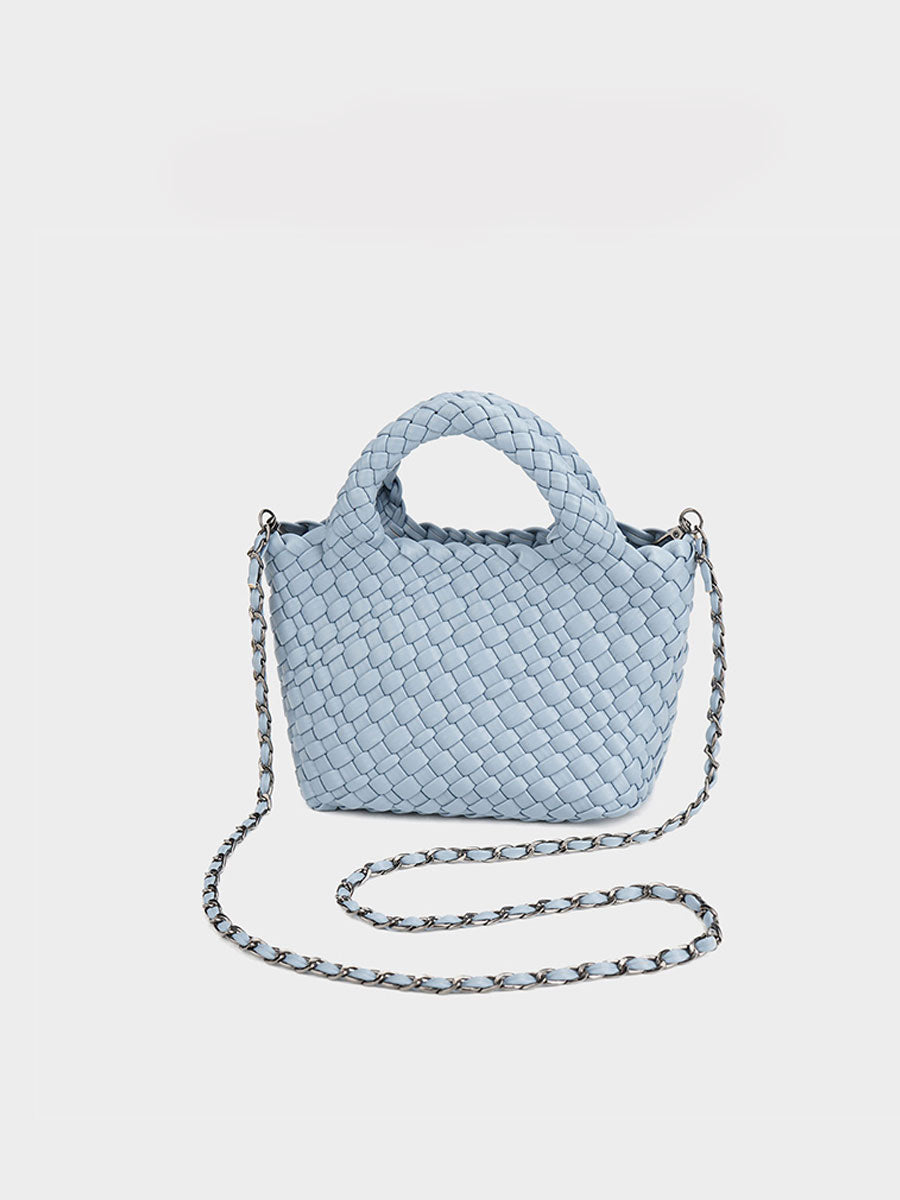 Genuine Leather Handmade Woven Bucket Tote Avocado Green