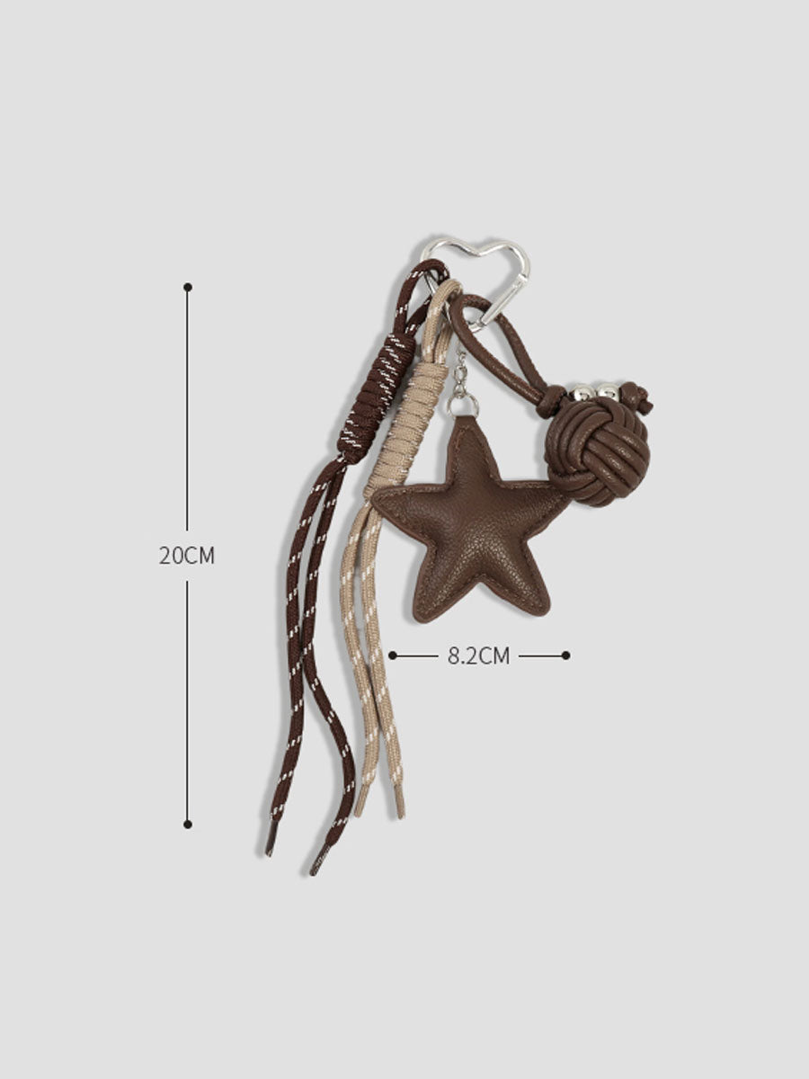 Leather Star Keychain – Original Style Pendant, Couple Gift Bag & Car Charm Decoration