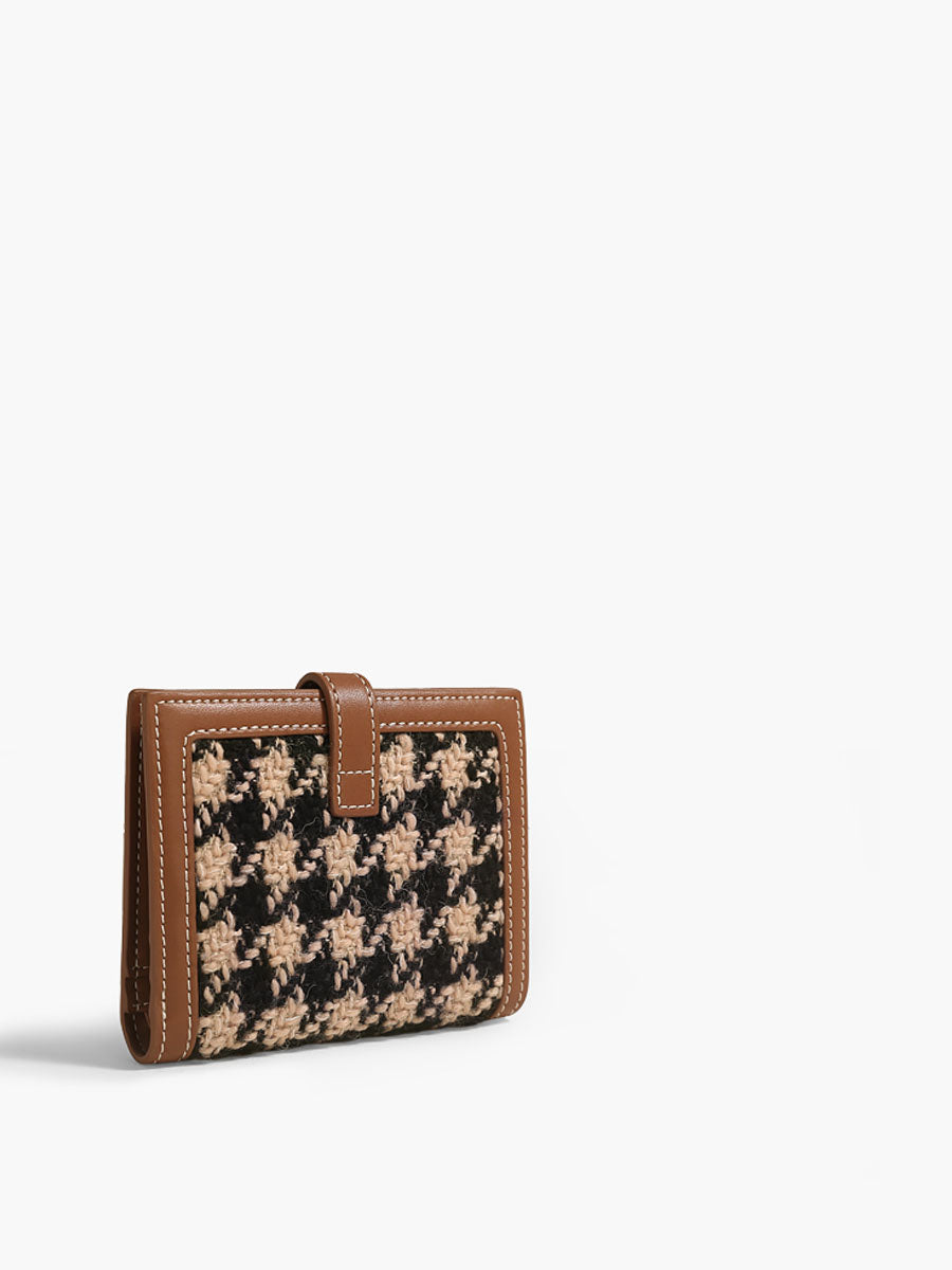 Houndstooth Short Wallet Appricot Brown