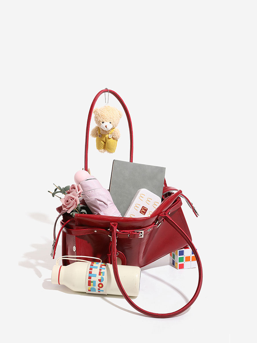 Patent Leather Red Shoulder Bag Red