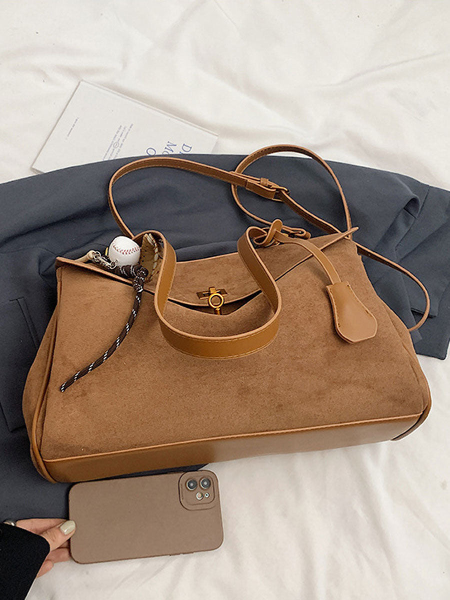 Vintage Suede Tote Bag Black