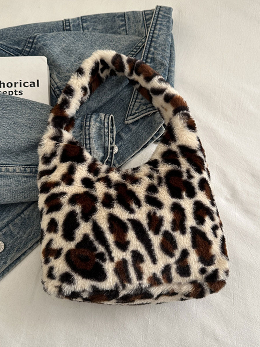 Leopard Print Plush Shoulder Handbag 06