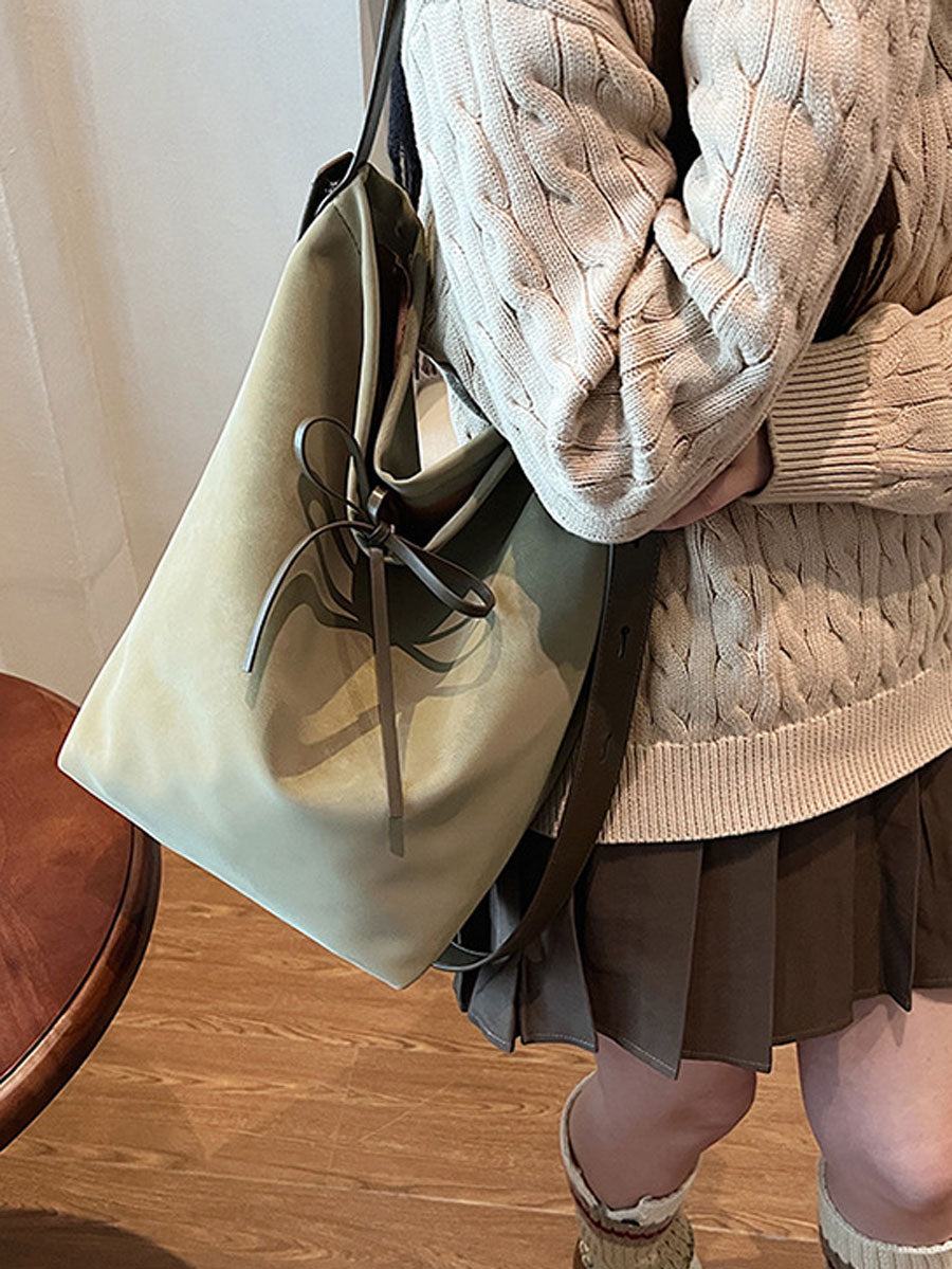 Vintage Large Tote Shoulder Bag Brown
