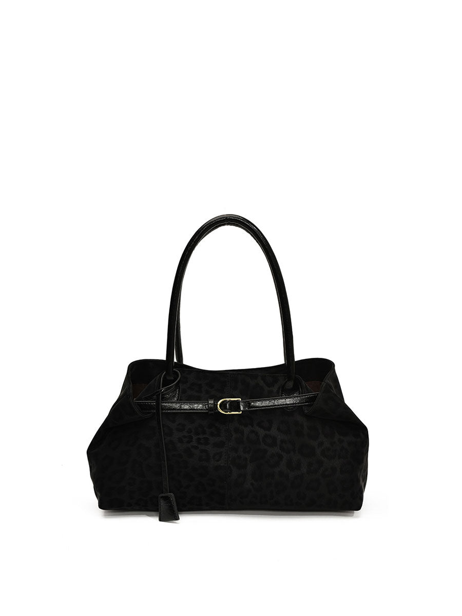 Vintage Leopard Print Baguette Bag Coffee