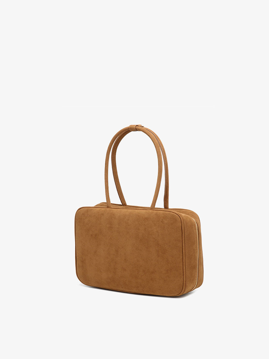 Vintage Suede Briefcase Tote Bag Brown