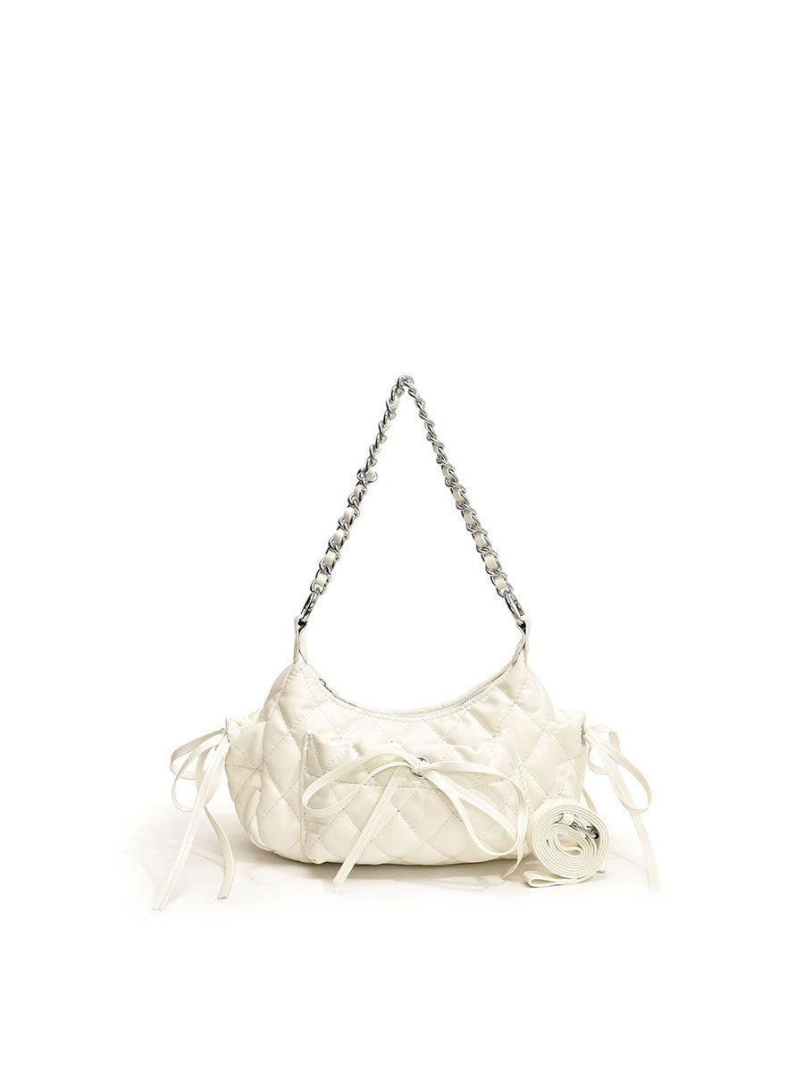 Quilted Chain Shoulder Bag White