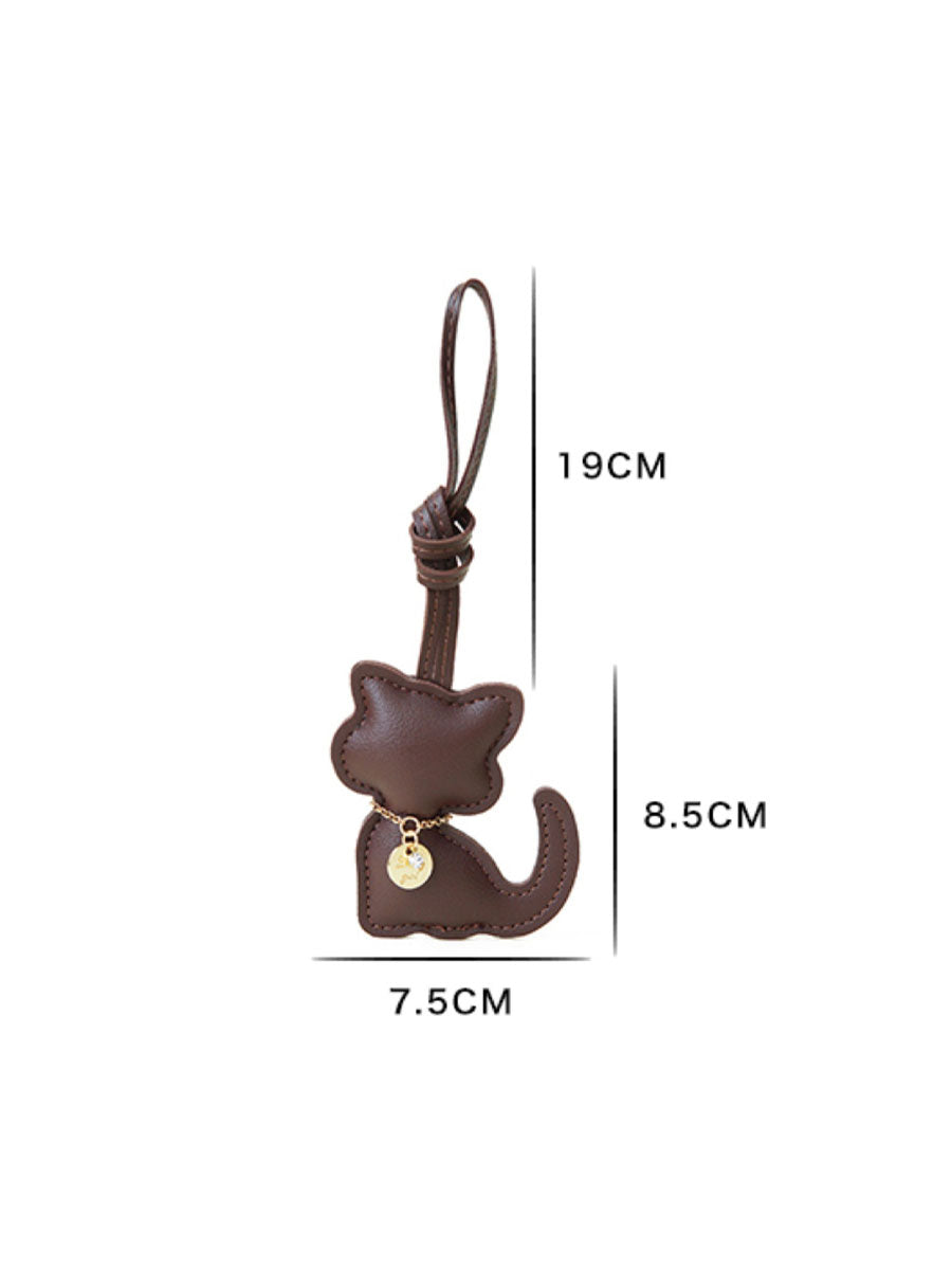 Cute Leather Sitting Cat Bag Charm