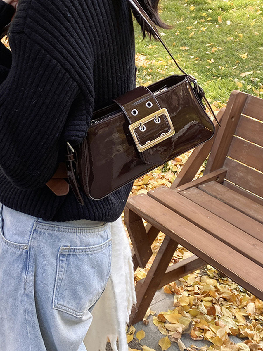 Patent Leather Shoulder Bag White