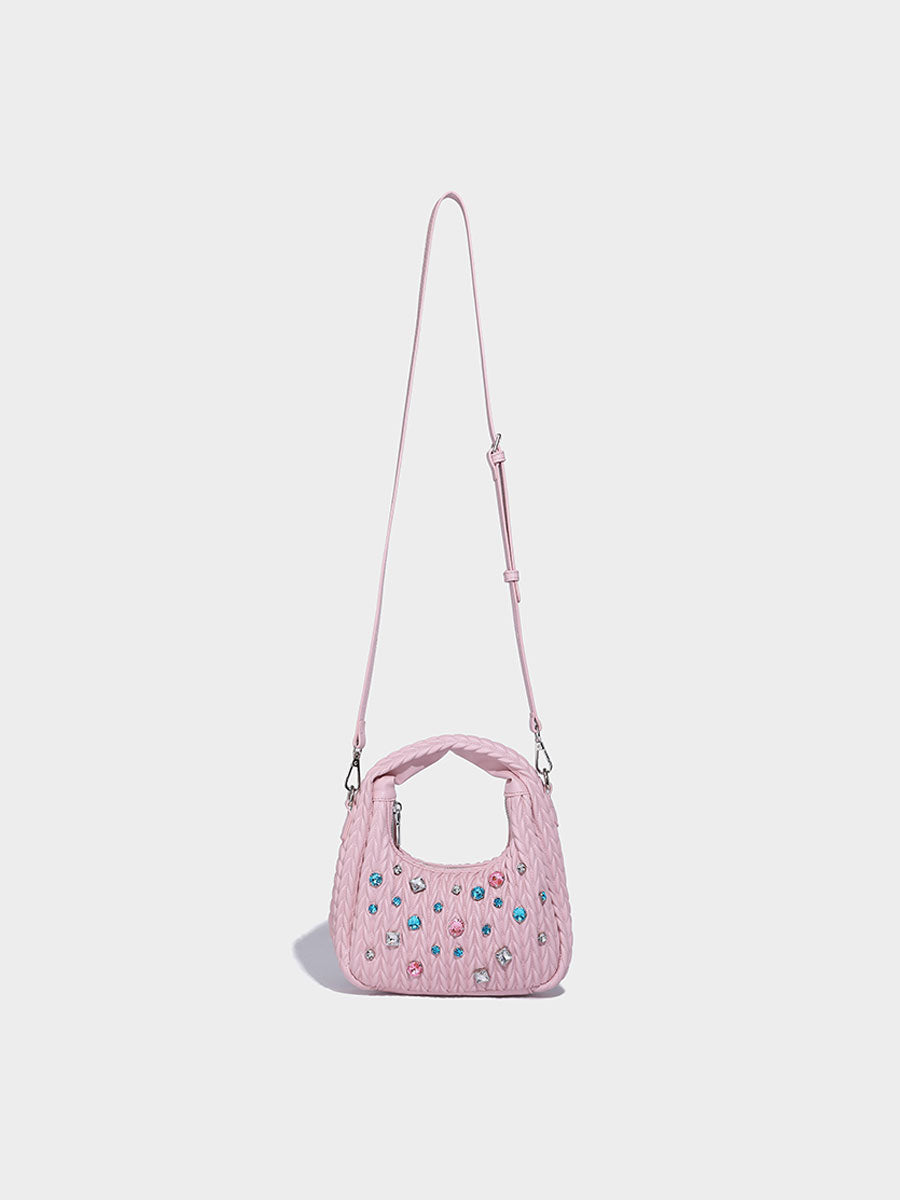 Unique Diamond-Accent Cloud Leather Bag