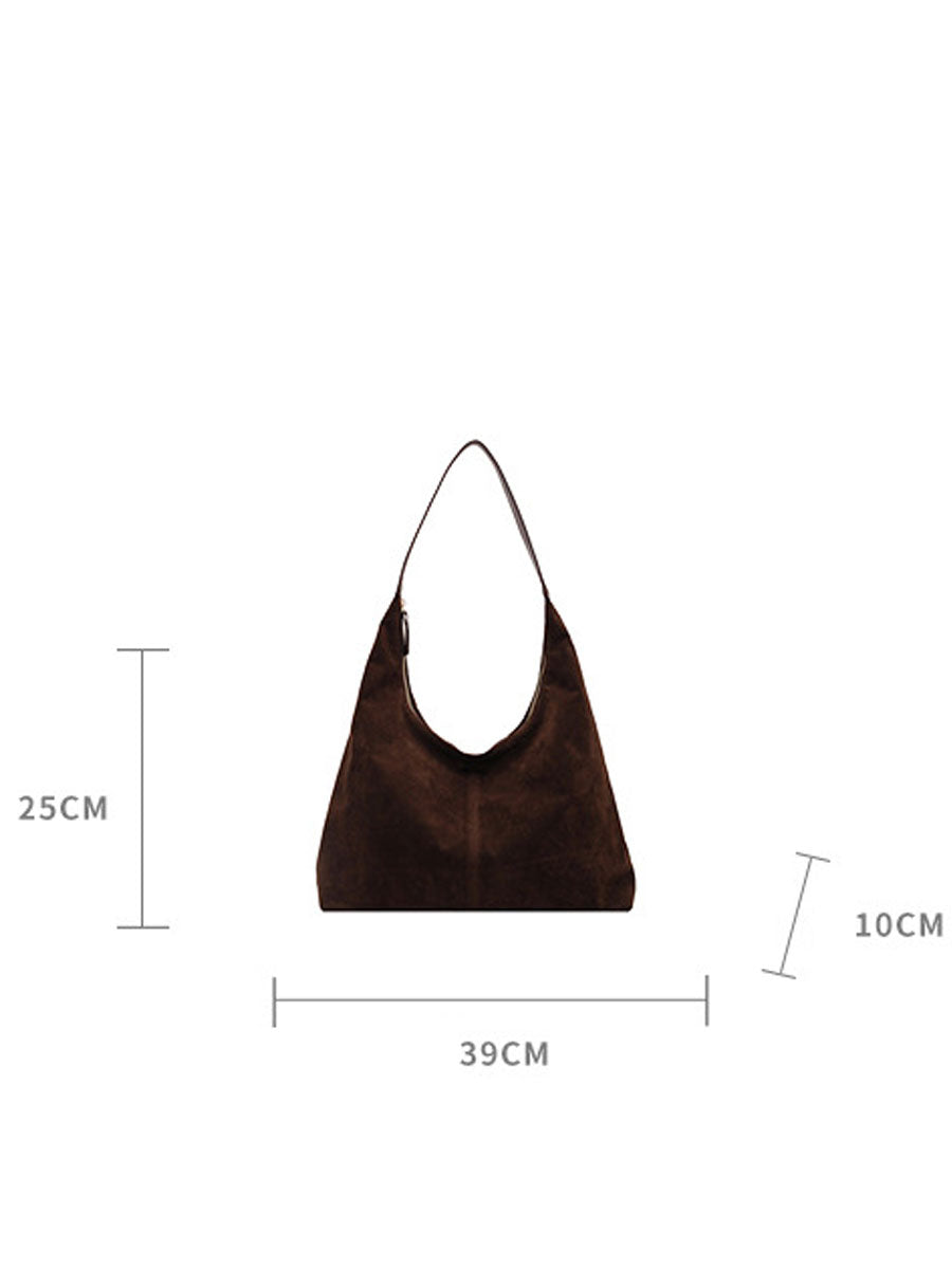 Suede Hobo Tote Bag Brown