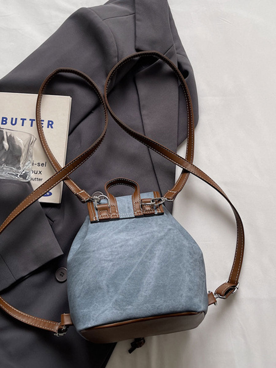 Vintage Canvas Leather Backpack Grey