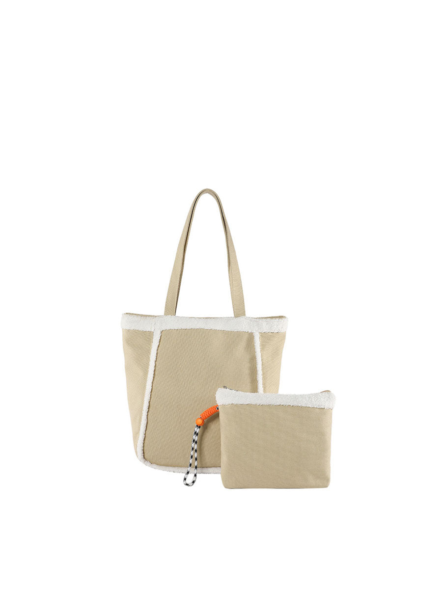 Cozy Sherpa Trim Tote Bag Black