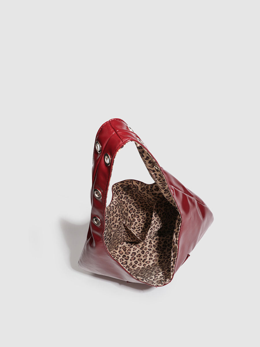 Red Patent Leather Shoulder Tote Bag Red