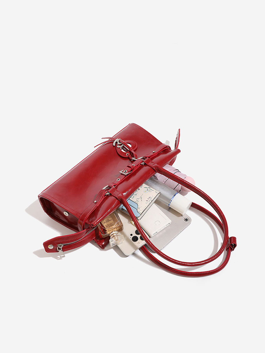 Patent Leather Red Shoulder Bag Red