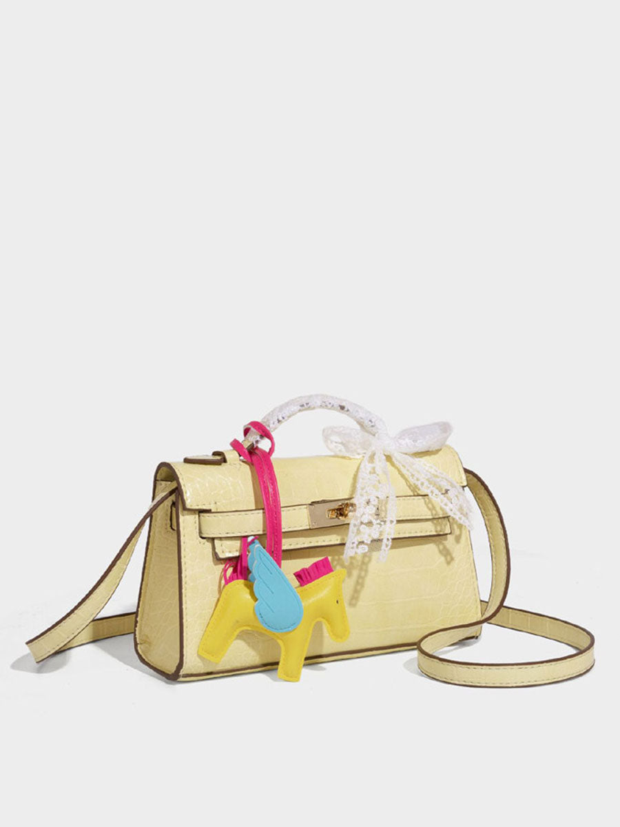 Fashion Crocodile Pattern Mini Kelly Bag Rose Red
