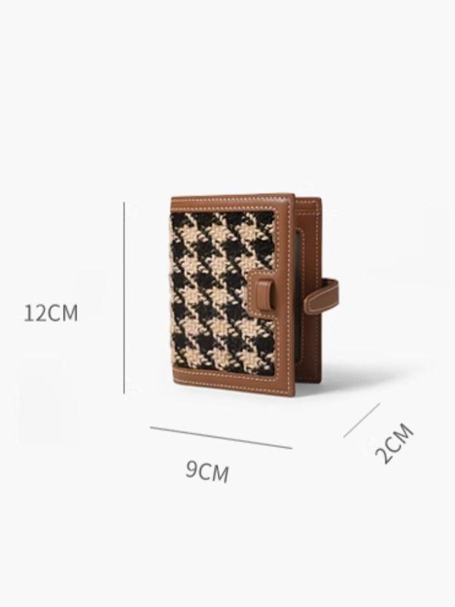 Houndstooth Short Wallet Appricot Brown