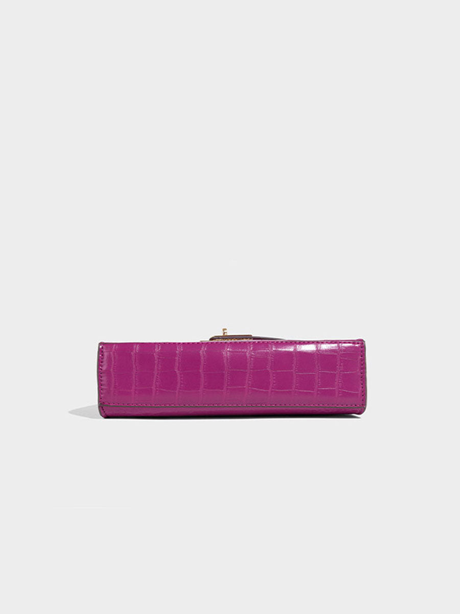 Fashion Crocodile Pattern Mini Kelly Bag Rose Red