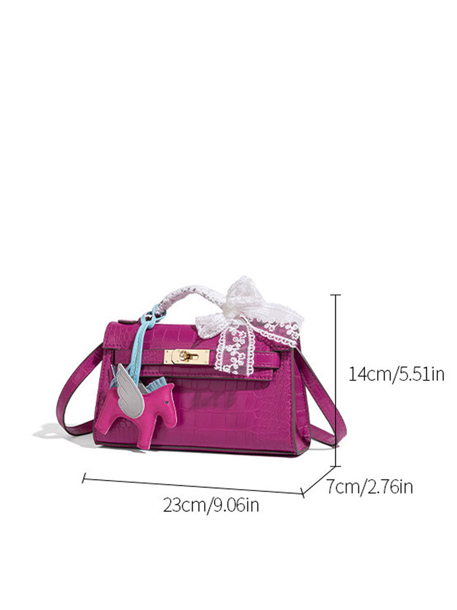 Fashion Crocodile Pattern Mini Kelly Bag Rose Red