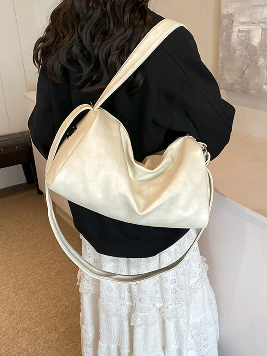 Oversized Leather Shoulder Bag Brown