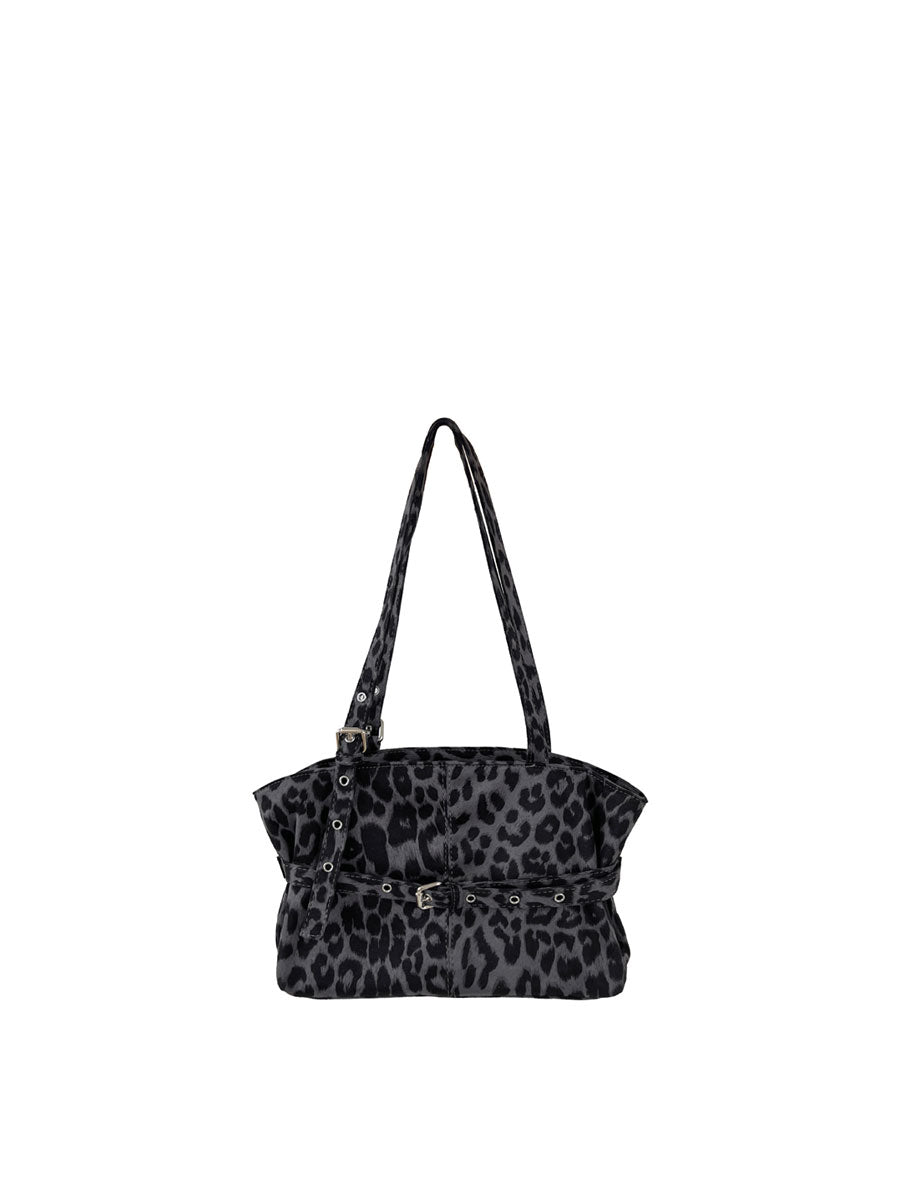 Leopard Print Oversized Shoulder Bag Green