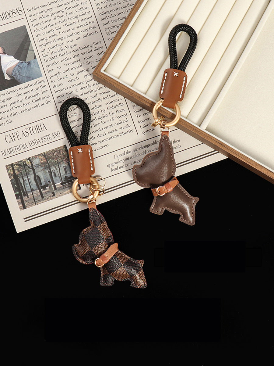 Luxury Leather French Bulldog Keychain