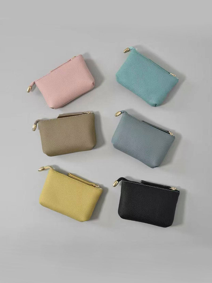 Genuine Leather Patchwork Coin Purse Pink