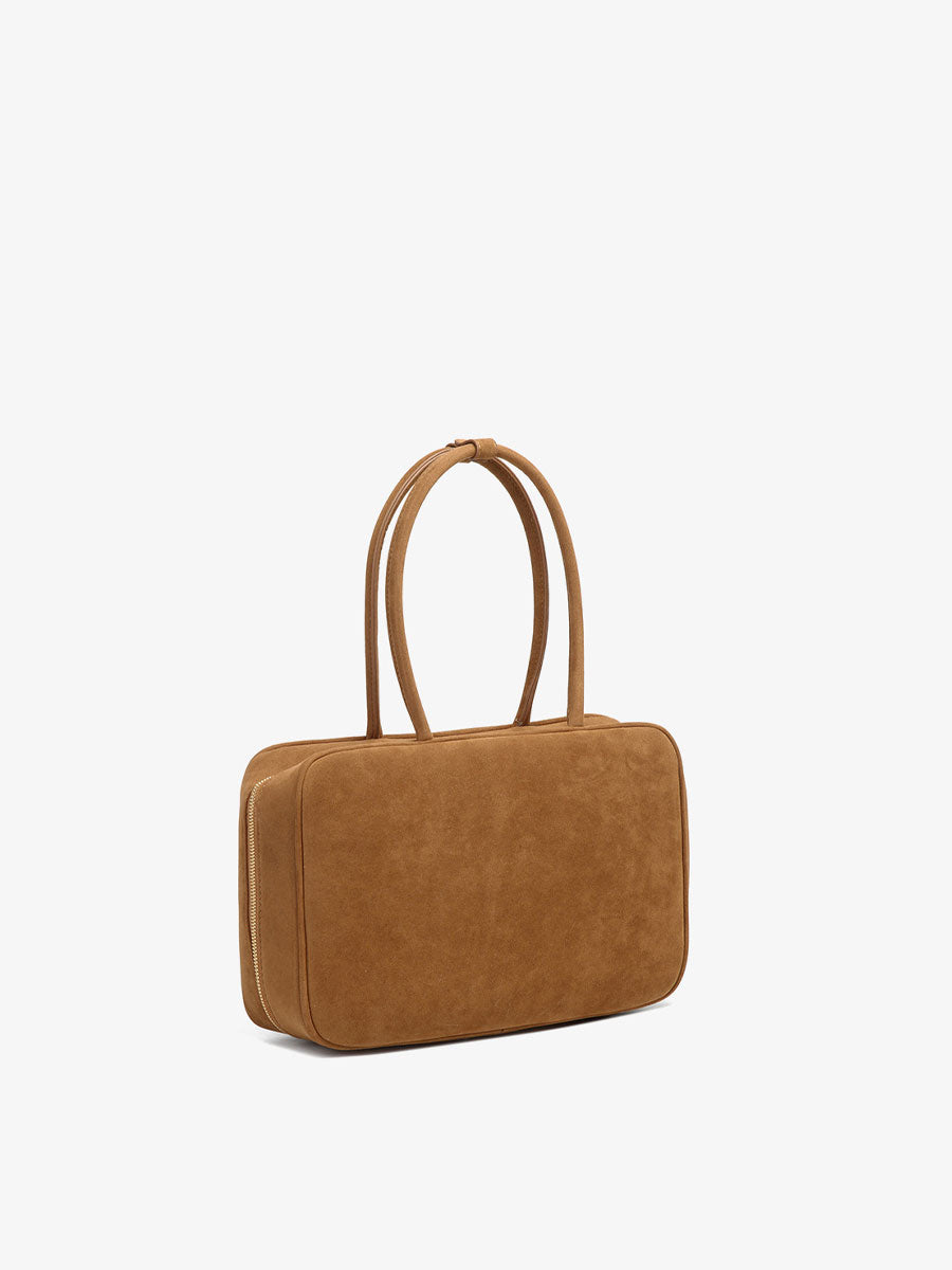 Vintage Suede Briefcase Tote Bag Brown