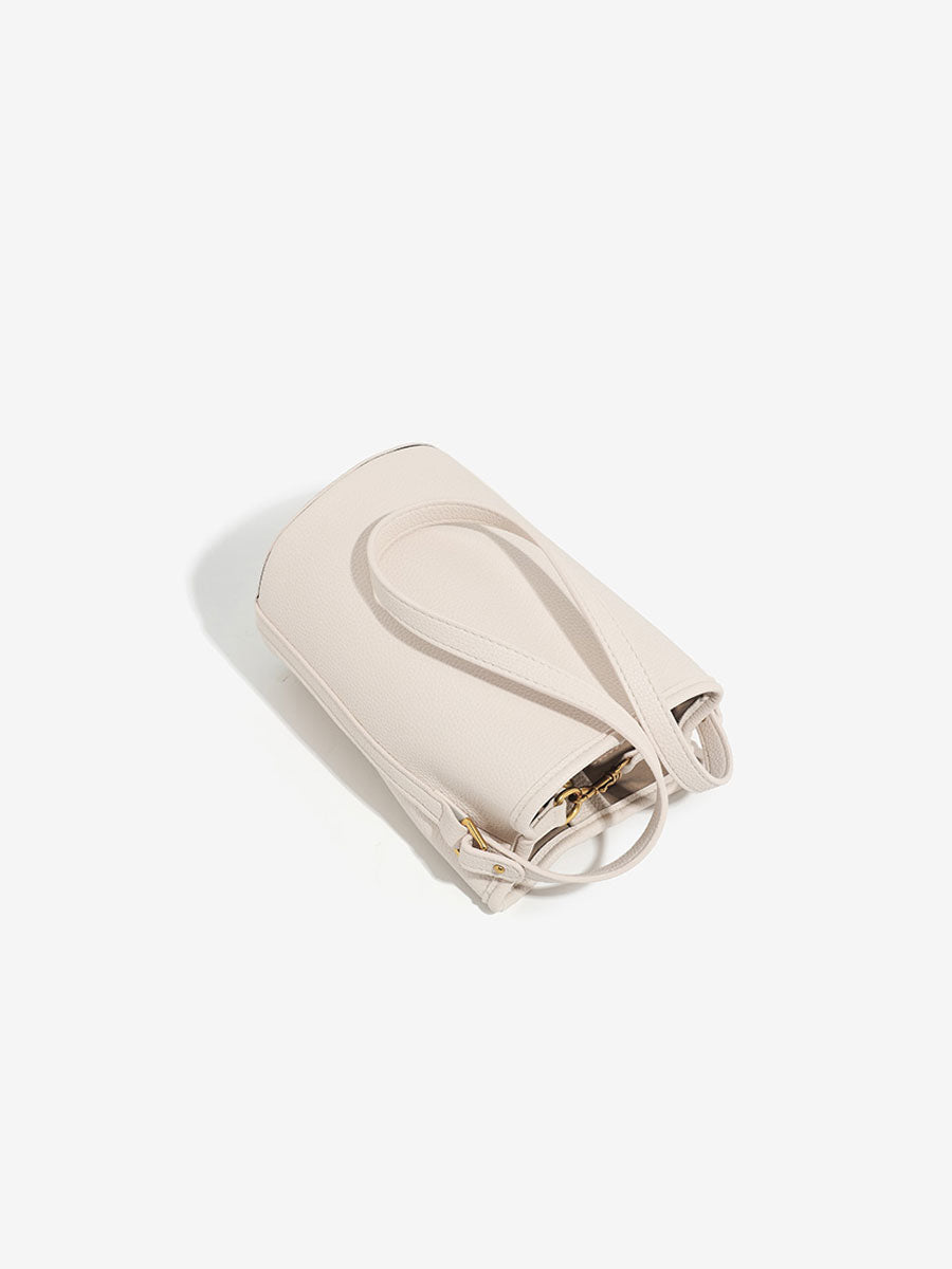 Luxury French Genuine Leather Bucket Bag Grey