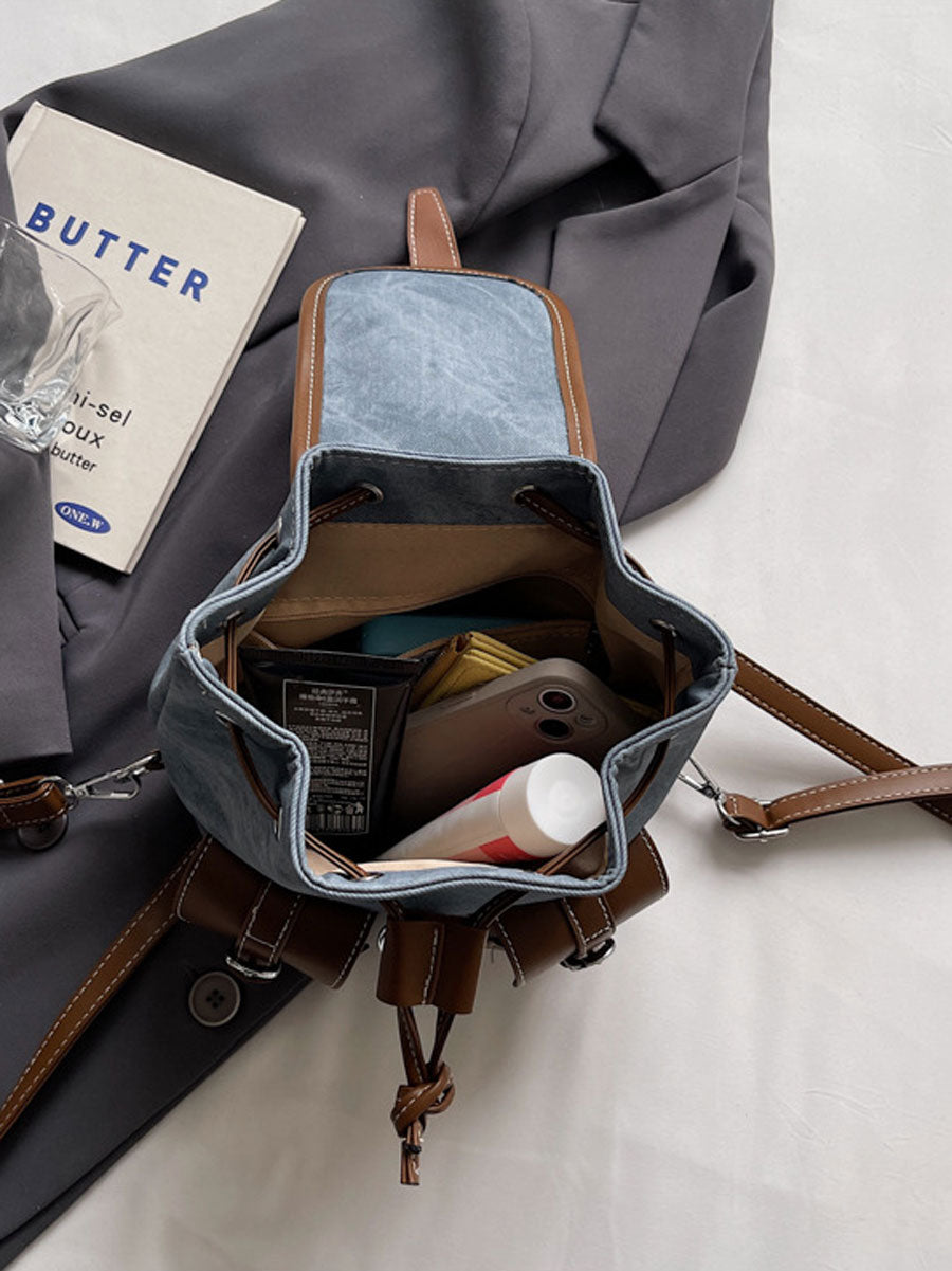 Vintage Canvas Leather Backpack Grey