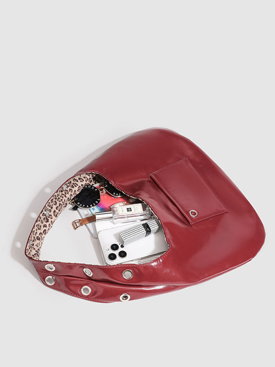 Red Patent Leather Shoulder Tote Bag Red