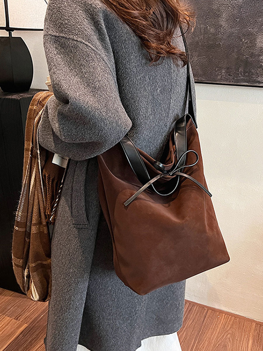 Vintage Large Tote Shoulder Bag Brown