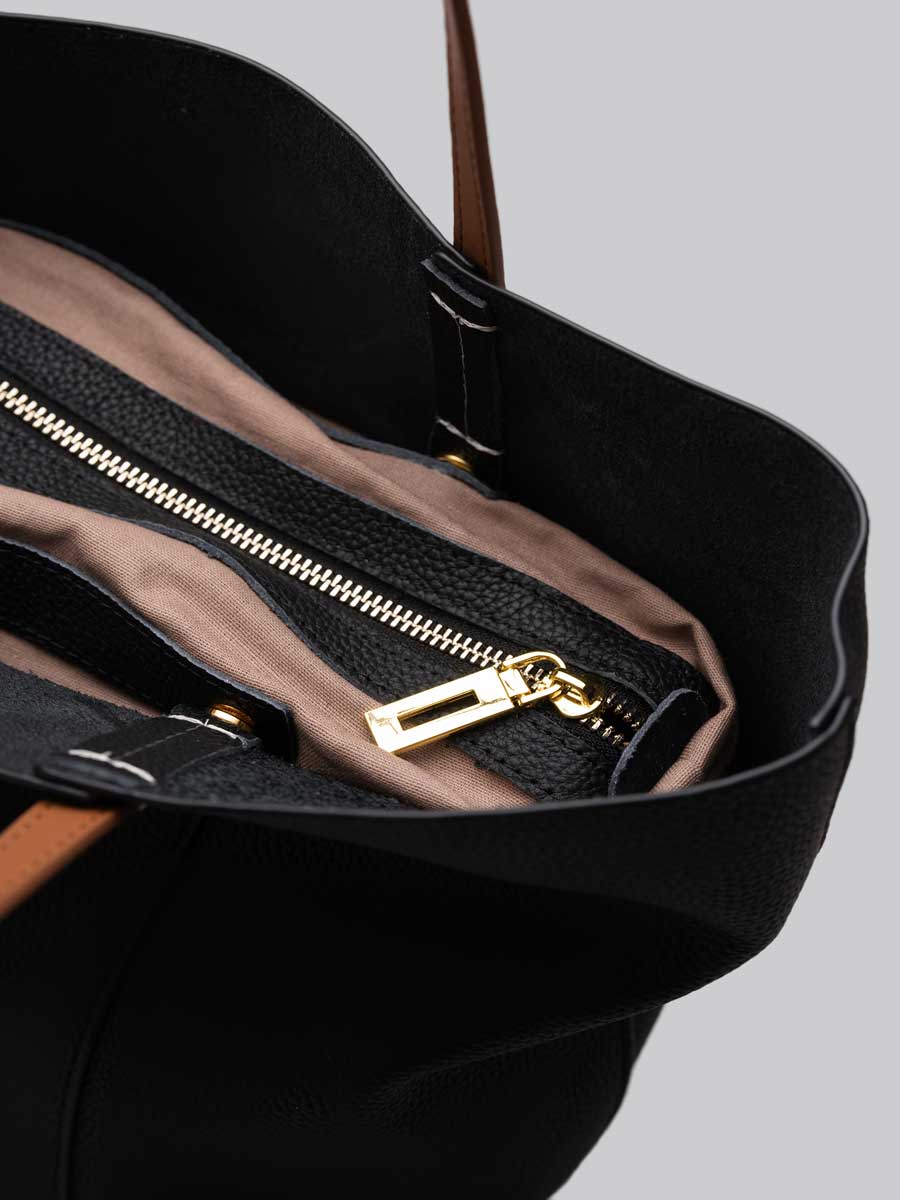 Oversize Genuine Leather Tote Bag Shoulder Black