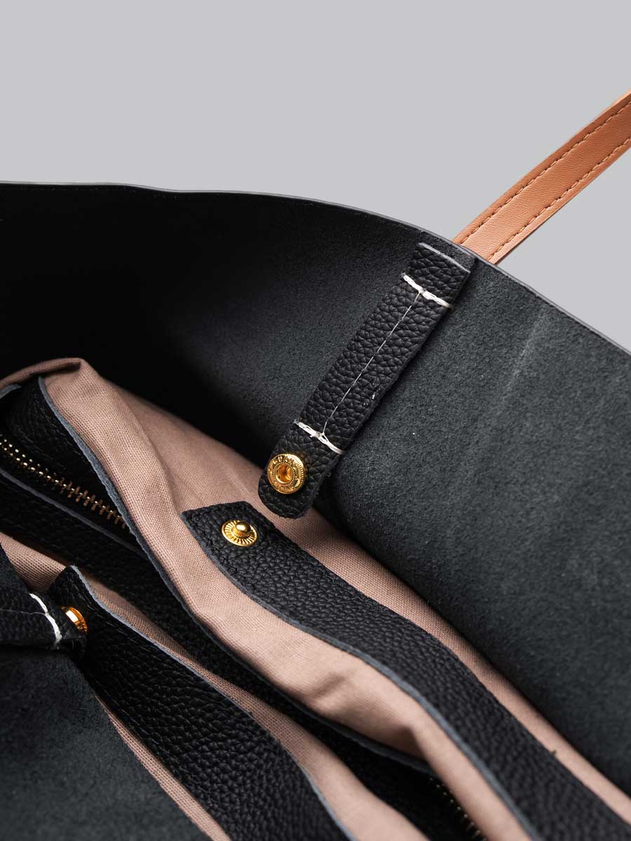 Oversize Genuine Leather Tote Bag Shoulder Black