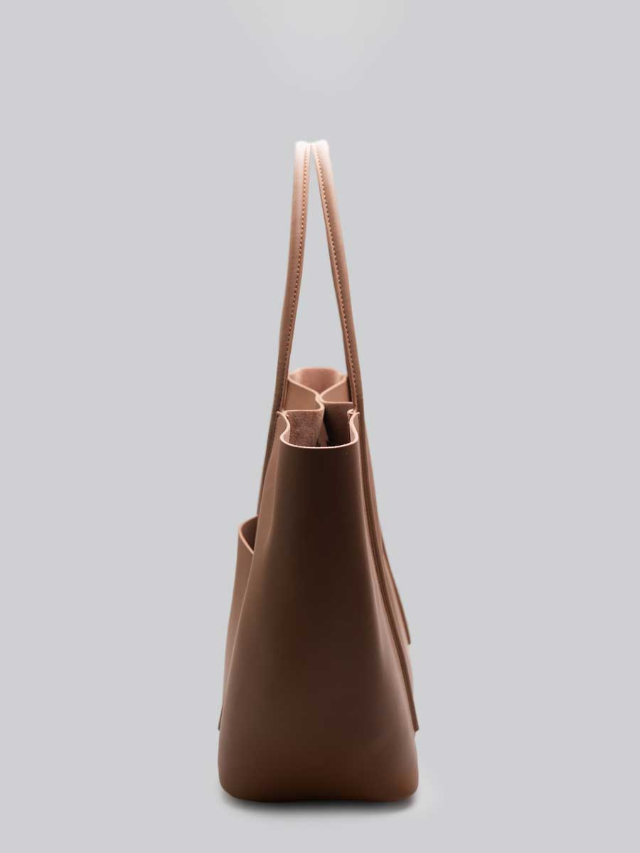Oversize Genuine Leather Tote Shoulder Bags Soft Coffee