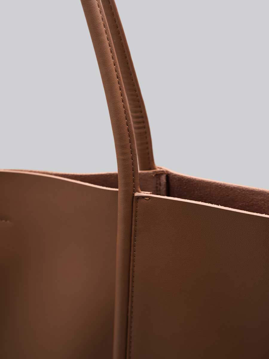 Oversize Genuine Leather Tote Shoulder Bags Soft Coffee