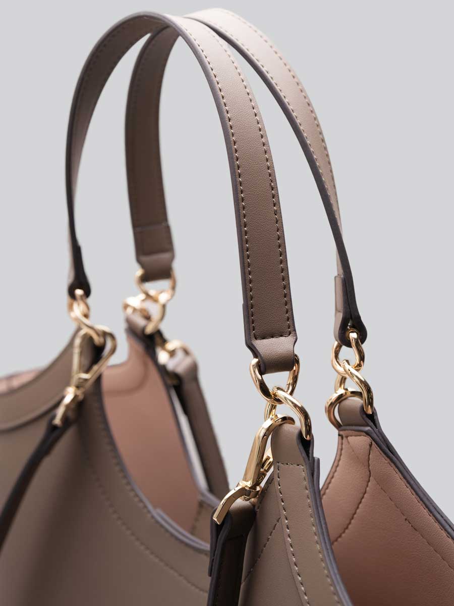 Real Leather Tote Bag with Gold Hardware Brown