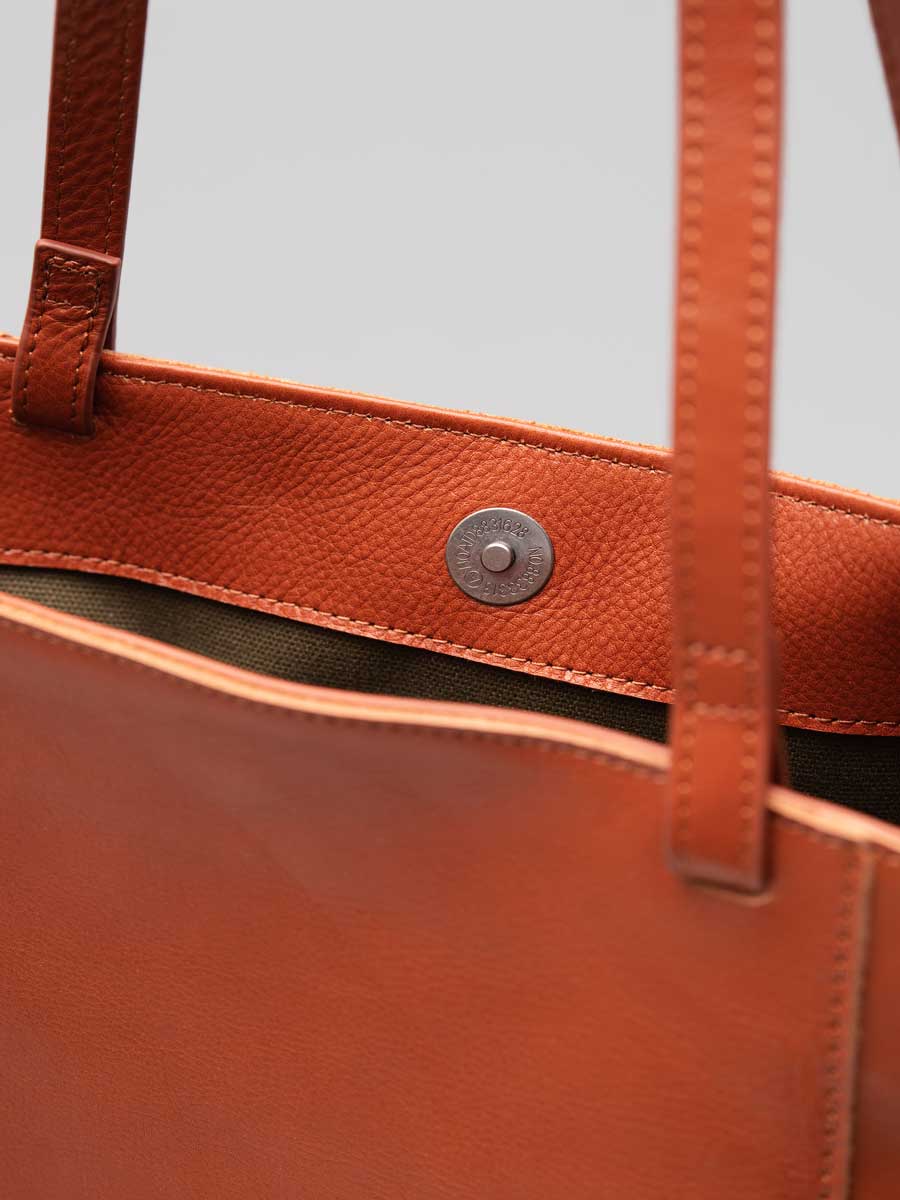 Oversize Leather Tote Shopper Handbag Orange