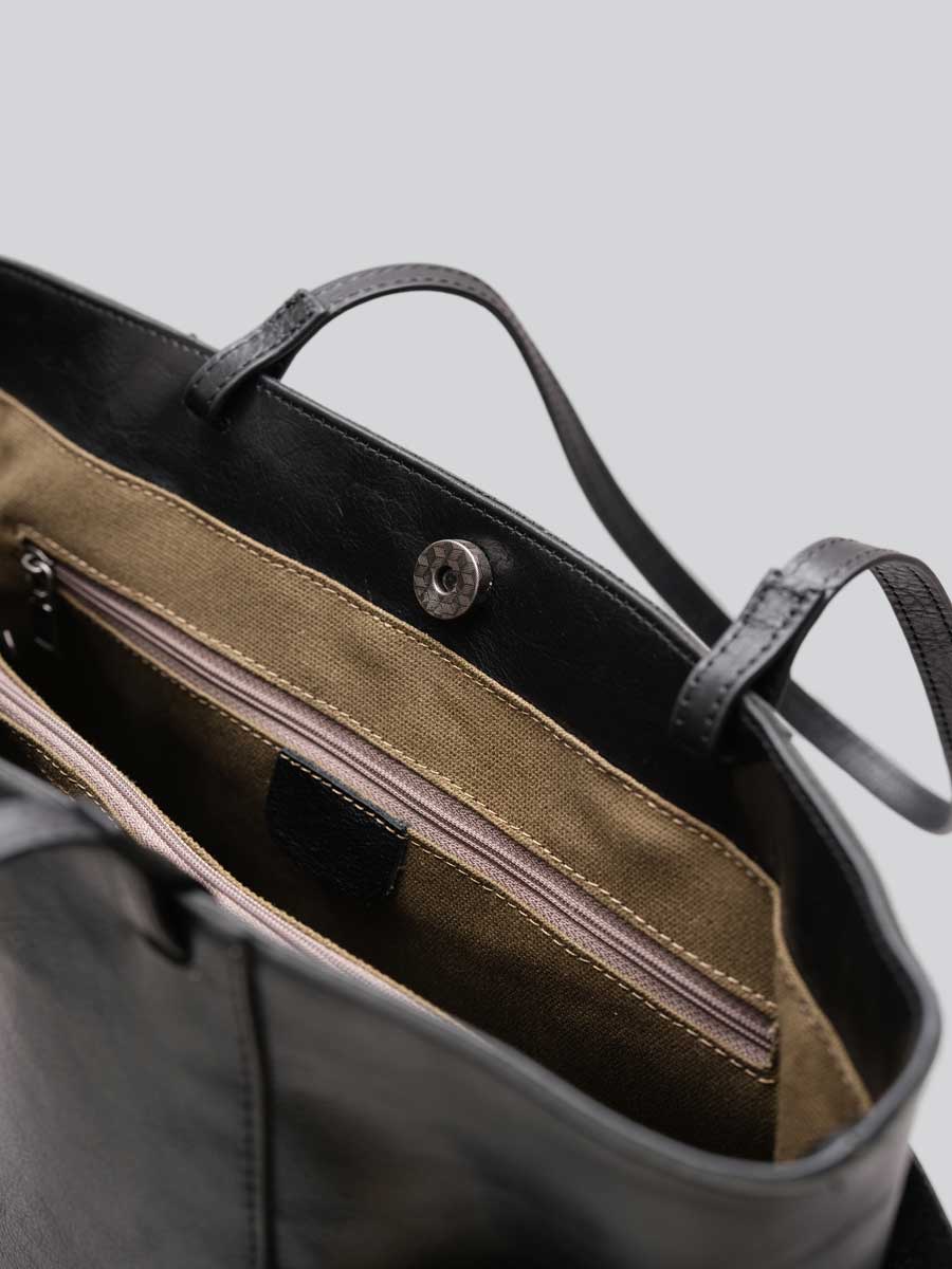 Oversize Leather Tote Shopper Handbag Black